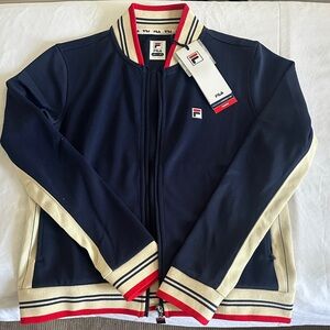 Fila Men's Navy and Beige Bomber Jacket